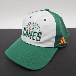 Adidas Miami Hurricanes NCAA Strapback Dad Cap Hat Green OSFM Adjustable‎ New